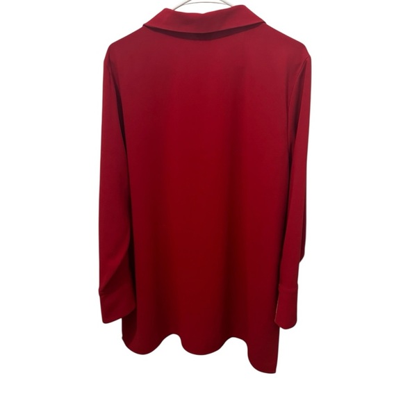 Chico's Red Chain Trim Collared Tunic Blouse Size XL - Picture 2 of 6